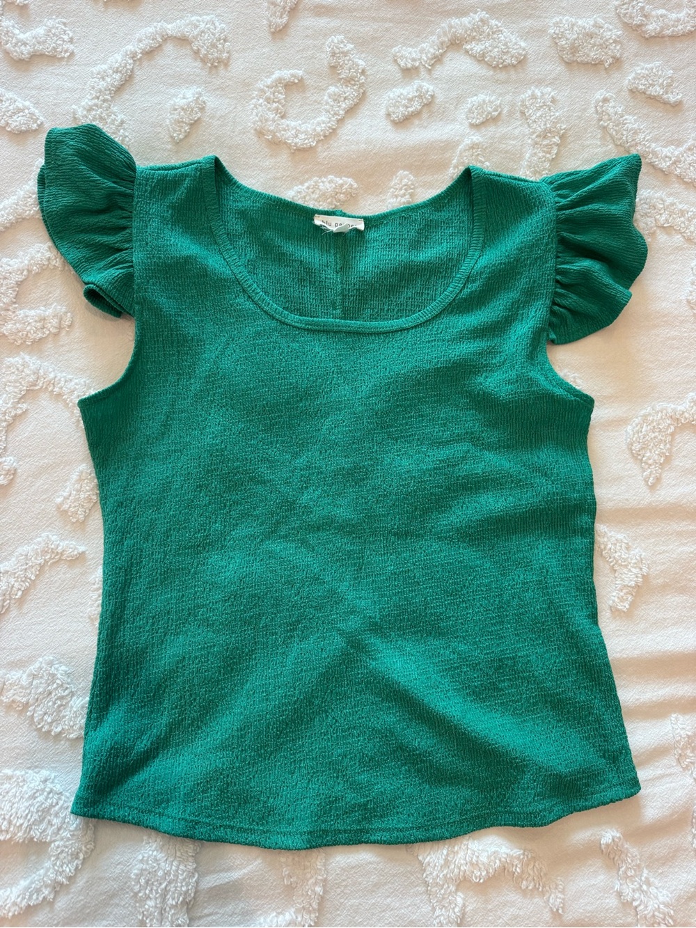 Blu Pepper Emerald Ruffle Sleeve Blouse